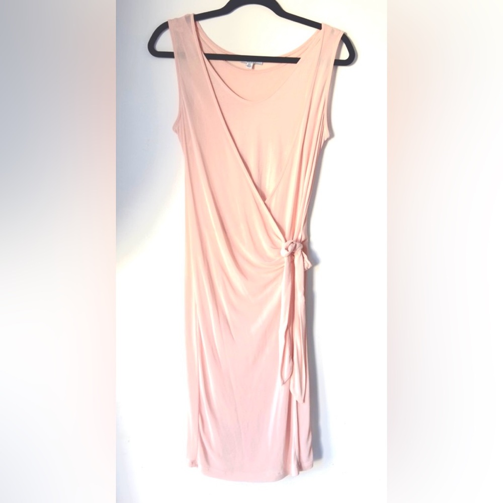 HALSTON - Elegant Classic Pink Faux Wrap Dress